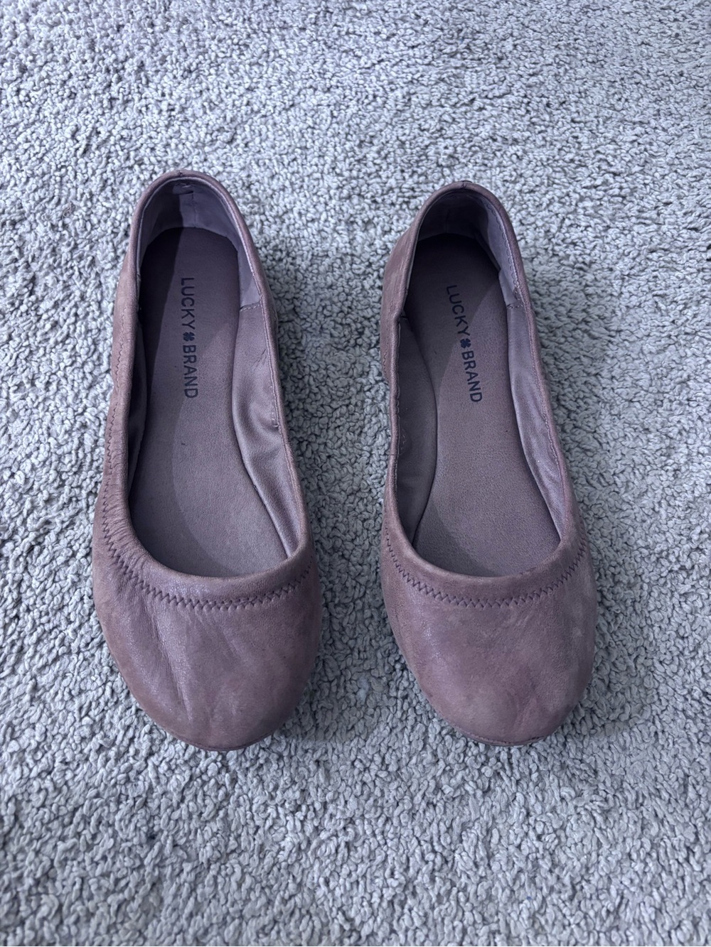 Lucky Brand Taupe Suede Ballet Flats